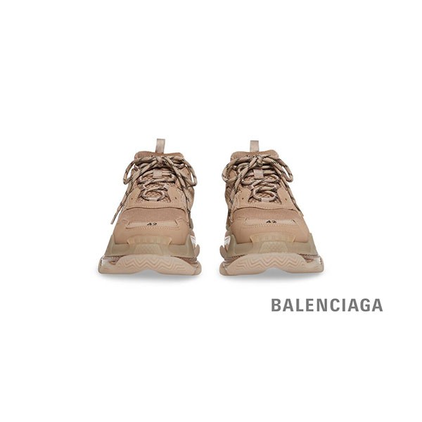 billig salg Balenciaga Herre Triple S Clear Sole sneaker i brun, replika mænd Balenciaga sko